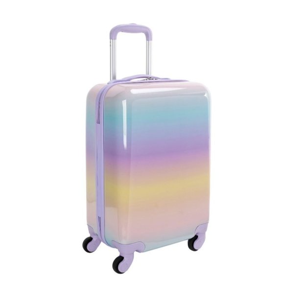 Crckt Pastel Rainbow Ombre Hardside Carry On Spinner Suitcase - Picture 1 of 10